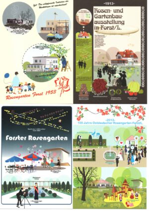 Vierer-Satz Postkarten zum Thema "Forster Rosengarten"