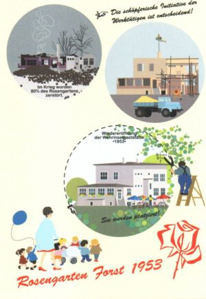 Postkarte "Rosengarten Forst 1953"